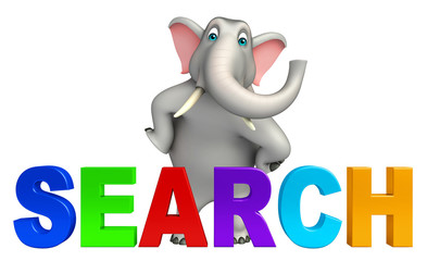 fun  Elephant cartoon character with search