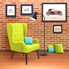 Chair Realistic Interior Poster