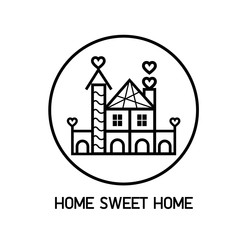 Home sweet home. outline of home, vector illustration