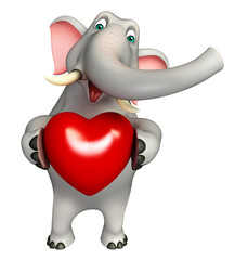 cute Elephant cartoon character with heart