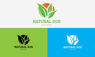 sun leaf vector logo