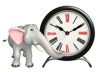 Elephant cartoon character with clock
