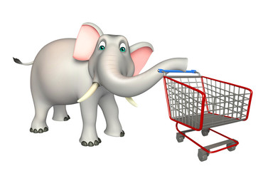 cute Elephant cartoon character with  trolly