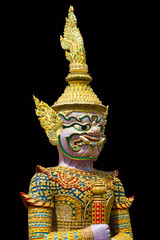 Giant of thai temple on the black background