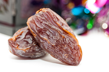 Two date fruits.Ramadan Eid concept
