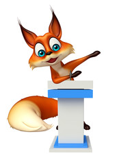 cute Fox cartoon character with speech stage