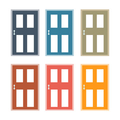 Collection of colorful doors. Vector design.