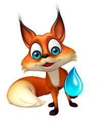 fun Fox cartoon character with water drop