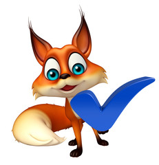fun Fox cartoon character with right sign