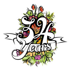 34 Years Greeting Card Design