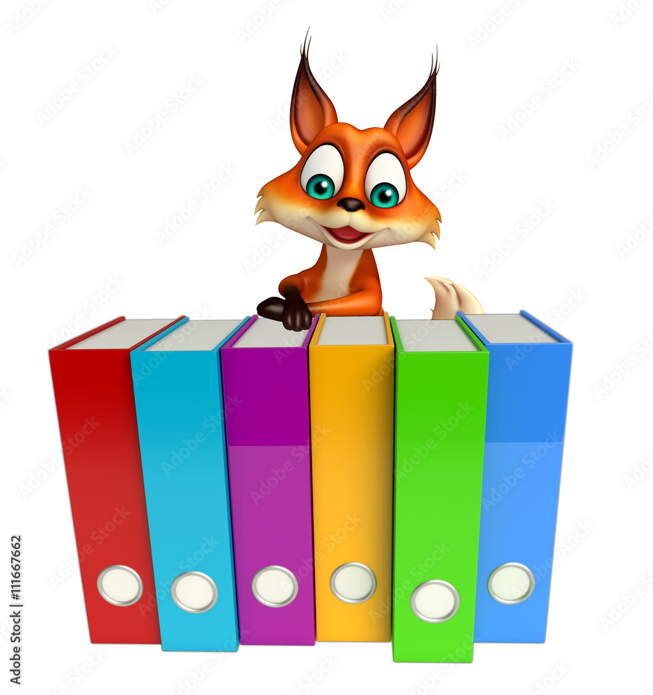 Sticker Fox cartoon character with file