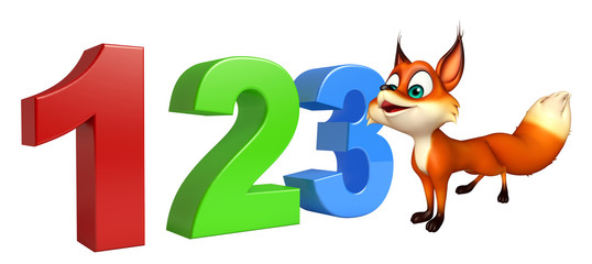 Fox cartoon character with 123 sign