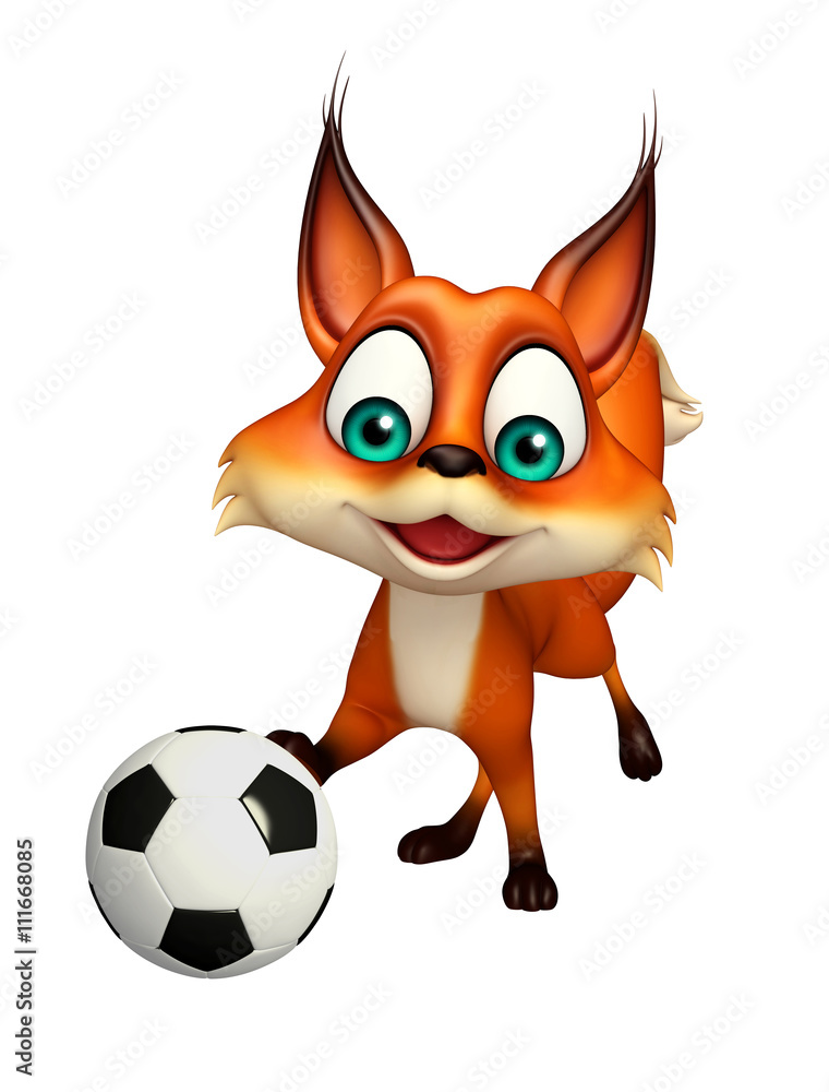 Wall mural Fox cartoon character with football