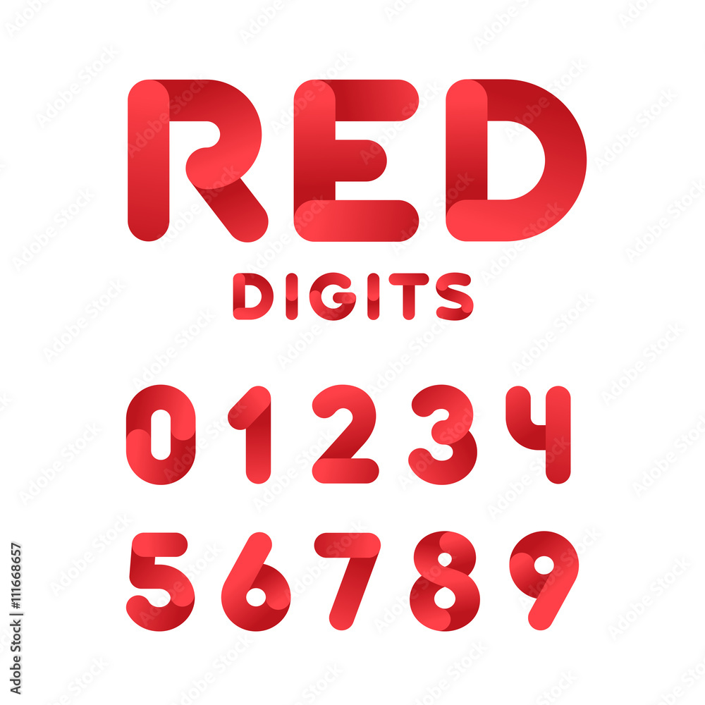 Poster Rounded font. Vector numbers with gradient effect.