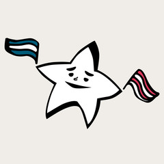 July 4 Star with flags