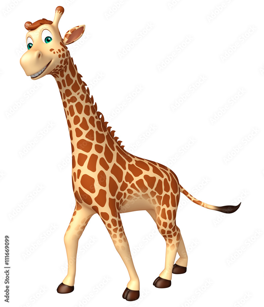 Poster walking Giraffe cartoon character