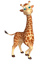 Naklejka premium walking Giraffe cartoon character