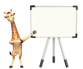 cute Giraffe cartoon character with dispaly board