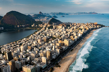 Ipanema beach in Rio De Janeiro, aerial view - obrazy, fototapety, plakaty