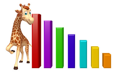 fun Giraffe cartoon character  with graph