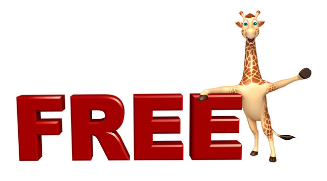 fun Giraffe cartoon character  with free sign