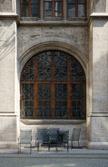 group of metal chairs