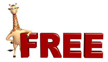 fun Giraffe cartoon character  with free sign