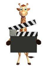 Giraffe cartoon character with clapboard