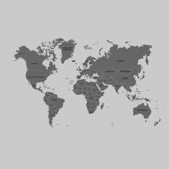 Fototapeta na wymiar World map with country names. Vector illustration.