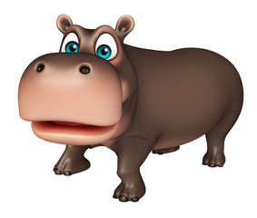 cute walking Hippo cartoon character
