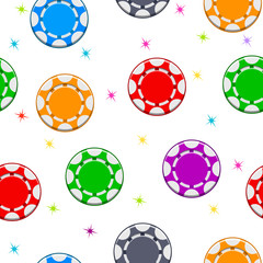 Seamless pattern with Colors Poker Chips