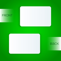 Obraz premium Business card vector template on green background. Mock-up for your design.