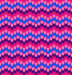 Knitter seamless pattern with stripes and zigzag. Colorful texture, vector background.