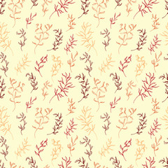 Floral seamless pattern. Vector illustration with leaves and branches