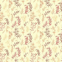 Floral seamless pattern. Vector illustration with leaves and branches