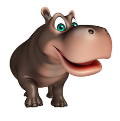 cute walking Hippo cartoon character