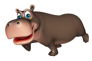 cute running Hippo cartoon character