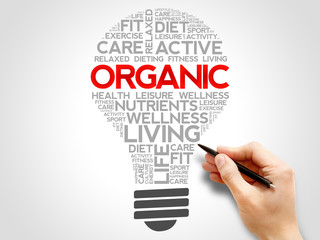 ORGANIC bulb word cloud, health concept