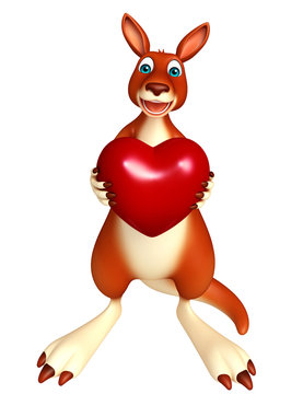 Kangaroo cartoon character with heart