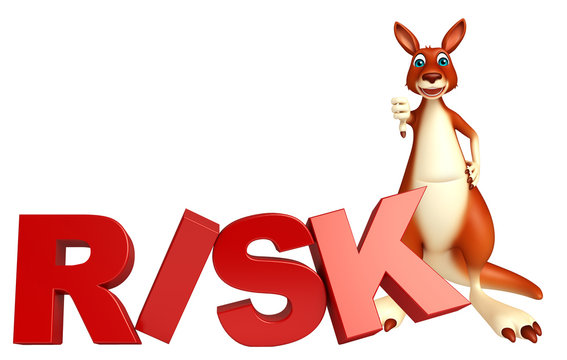 cute Kangaroo cartoon character  with risk sign