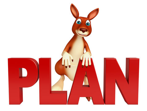 Kangaroo cartoon character with plan sign