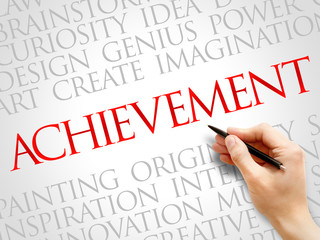 Achievement word cloud, business concept