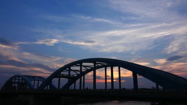 4K・橋の夕景・タイムラプス_3-290