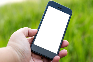 using touch screen mobile hold on hand