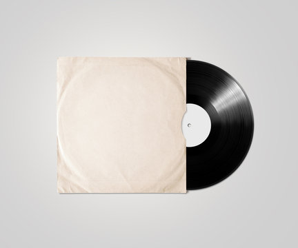Blank vinyl album cover sleeve mockup, isolated, clipping path.