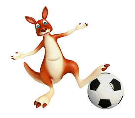 fun Kangaroo cartoon character with football