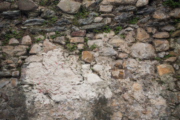 A aged stone wall in Bilbao, Spain