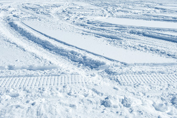 snowmobile trail in winter