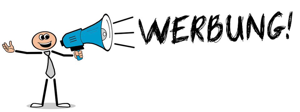 Werbung! Mann mit Megafon