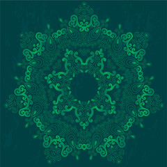 Ornamental round lace pattern, circle background with many details